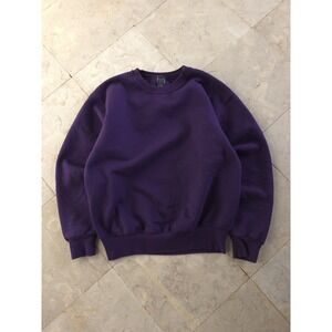 Vintage 90s Lands' End Purple Blank Crewneck Sweatshirt Made In USA M